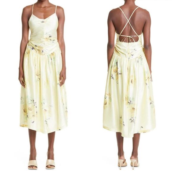 Rebecca Taylor Floral Strappy Open Back Silk Dress US8